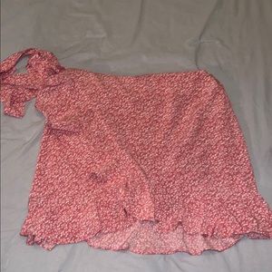 Shein Pink Floral Wrap Skirt